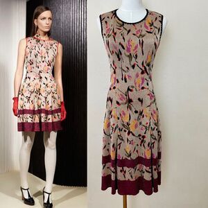 Missoni 2015 Metallic Floral Knit Sleeveless Midi Swing Dress Sz 6 *WITH FLAWS*